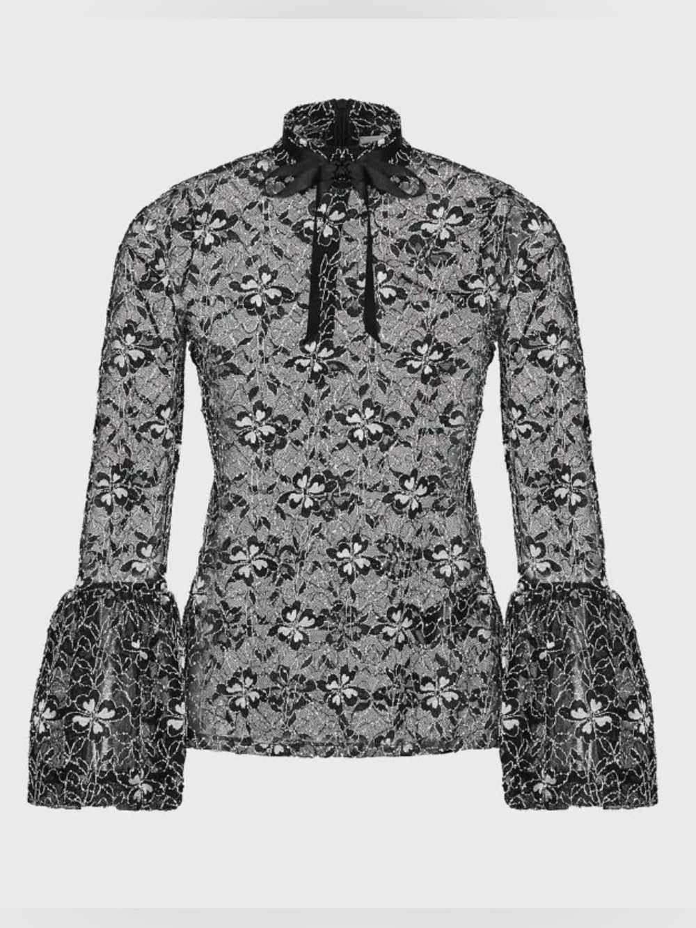 Anne Fontaine Sheer Black Lace Top Laurine Victorian Goth Romantic FR 42 US 10 - Picture 5 of 14